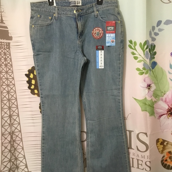 SIGNATURE BY LEVI STRAUSS & CO PANTS BLUE JEAN LOW RISE BOOTCUT 16 LONG NWT - Picture 1 of 8